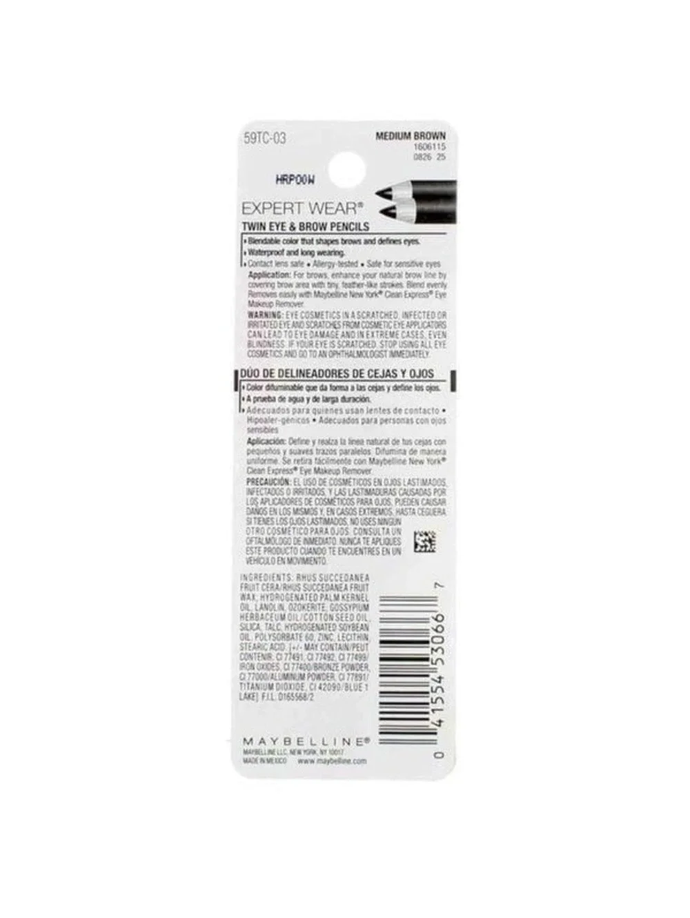 New! Three Packs of Maybelline Expert Wear Twin Eye and Brow Pencils